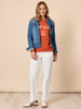 Military Style Denim Jacket - Denim rc&co