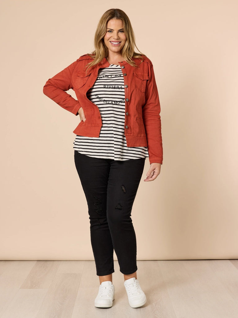 LA Distressed Pull On Stretch Denim Jean - Black RC&CO