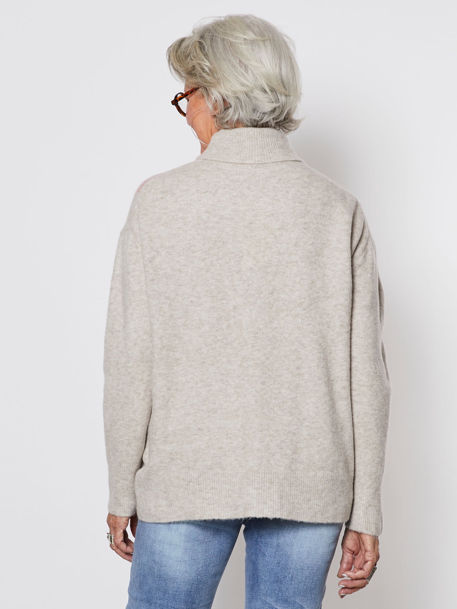 Colour Block Knit Jumper - Pink/Natural