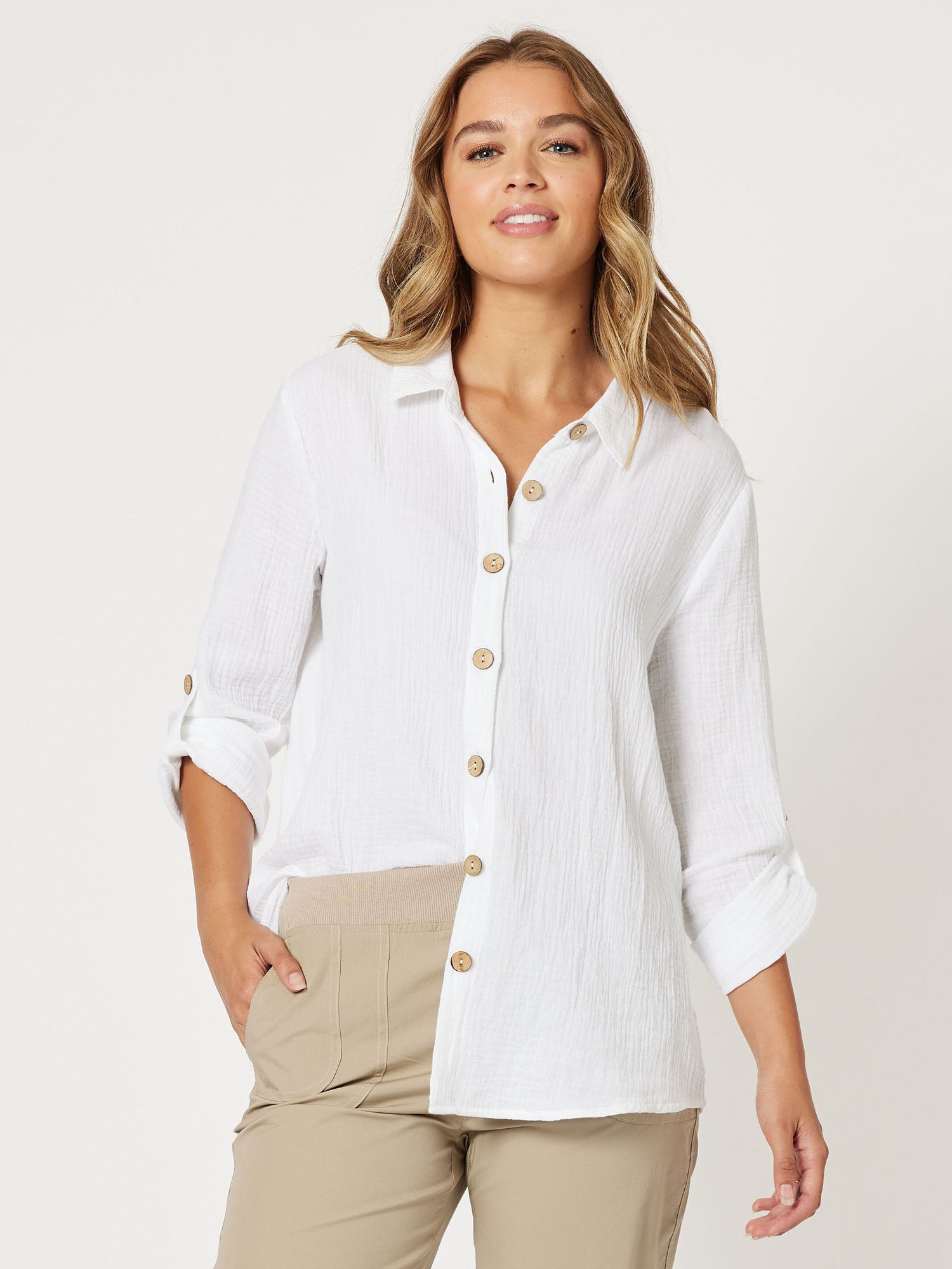 Textured Cotton Shirt - White