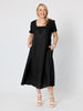 Le Marais Linen Midi Dress - Black