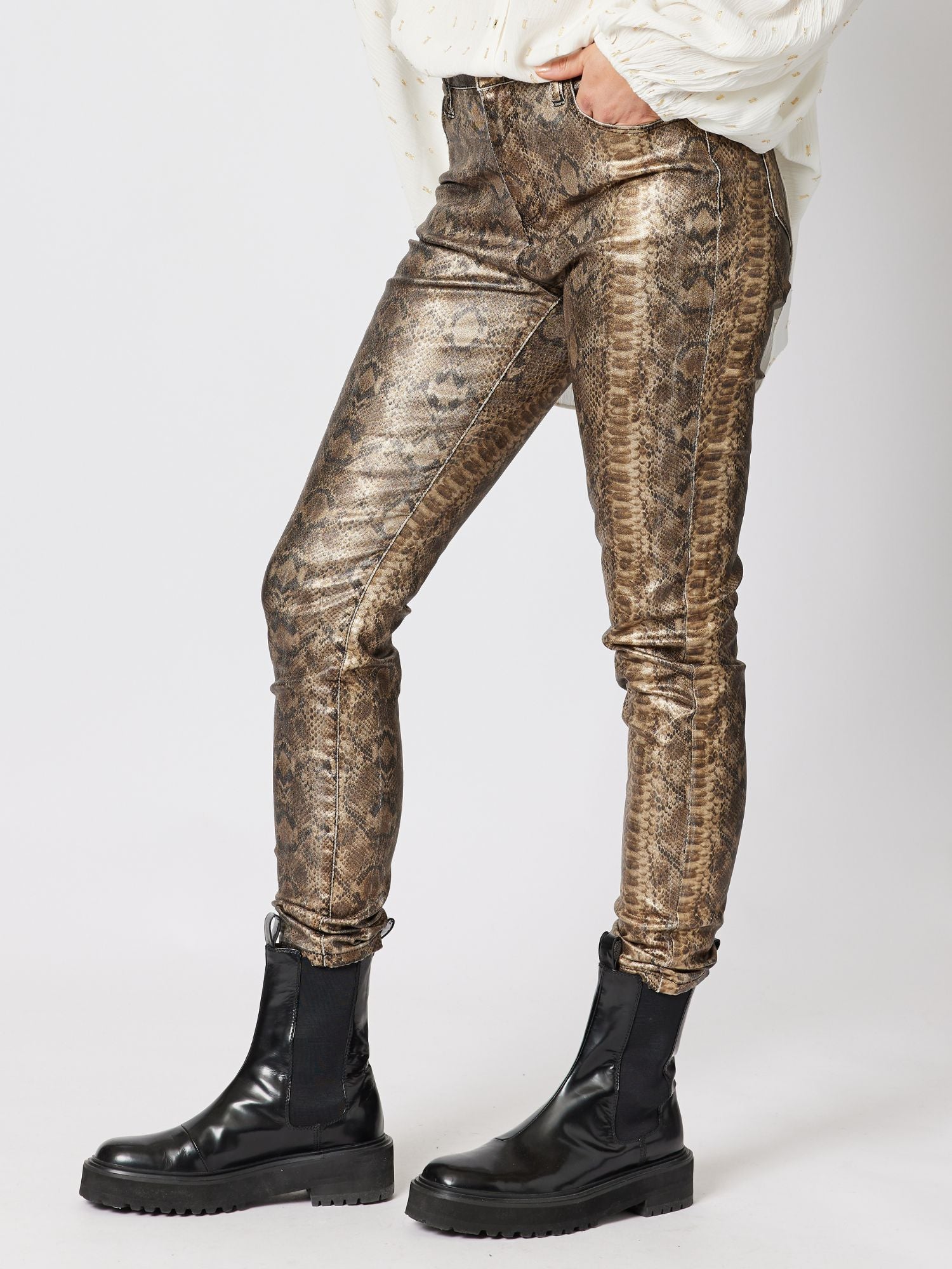 Animal Print Jean - Gold