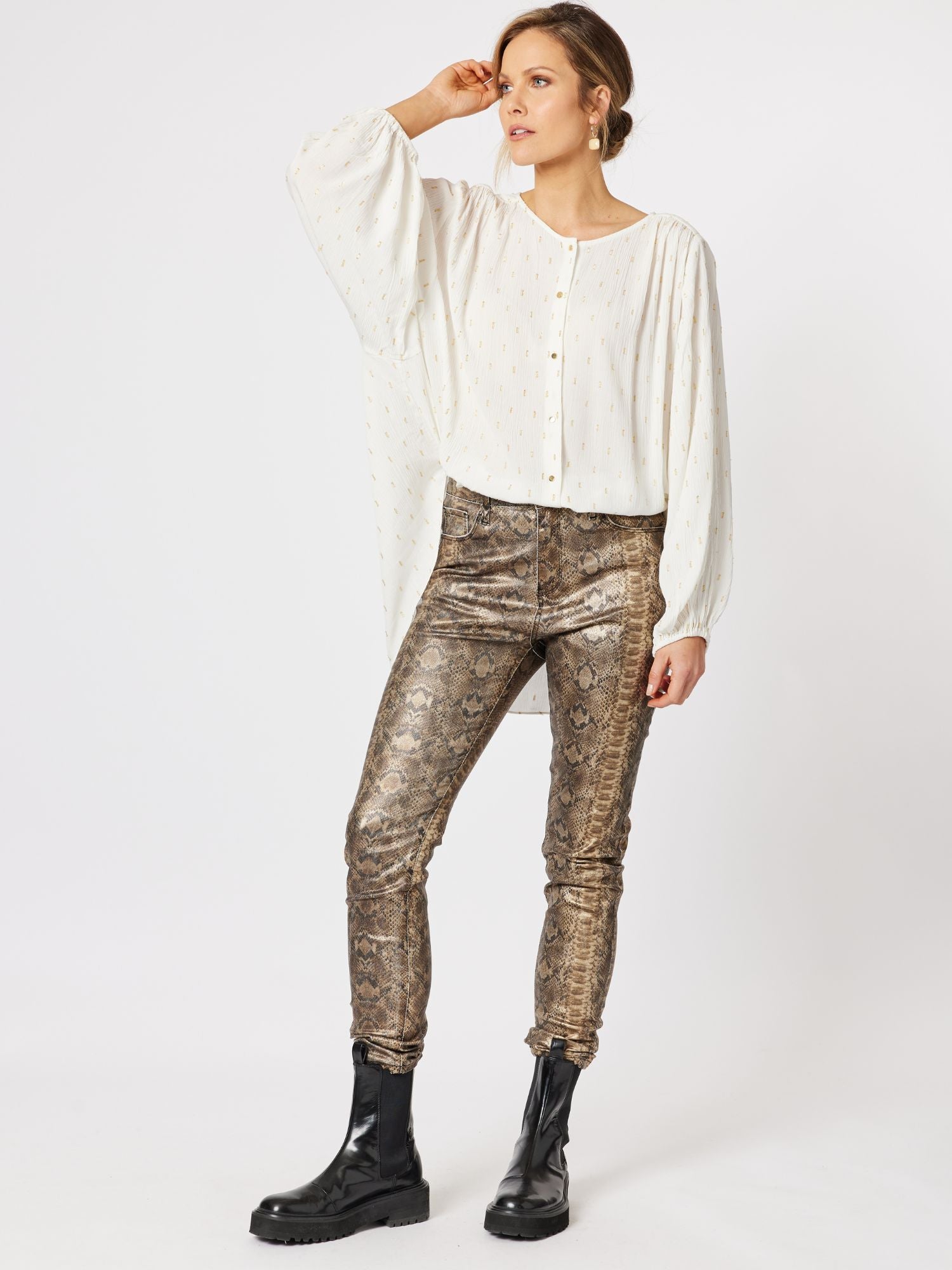 Animal Print Jean - Gold