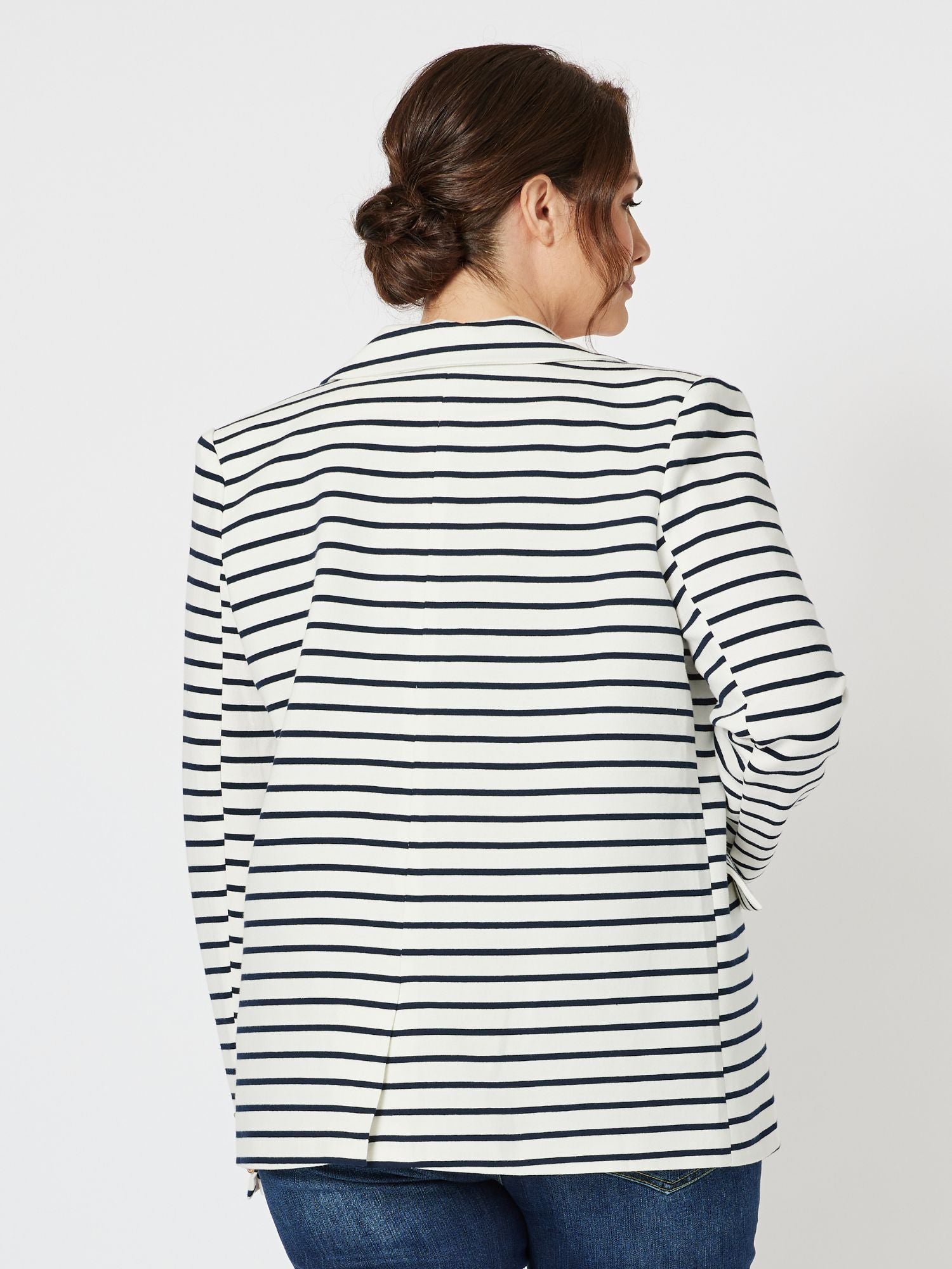Hampton Stripe Cotton Blazer - Navy