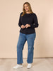Crew Neck Cotton Rib Long Sleeve Top - Navy RC&CO
