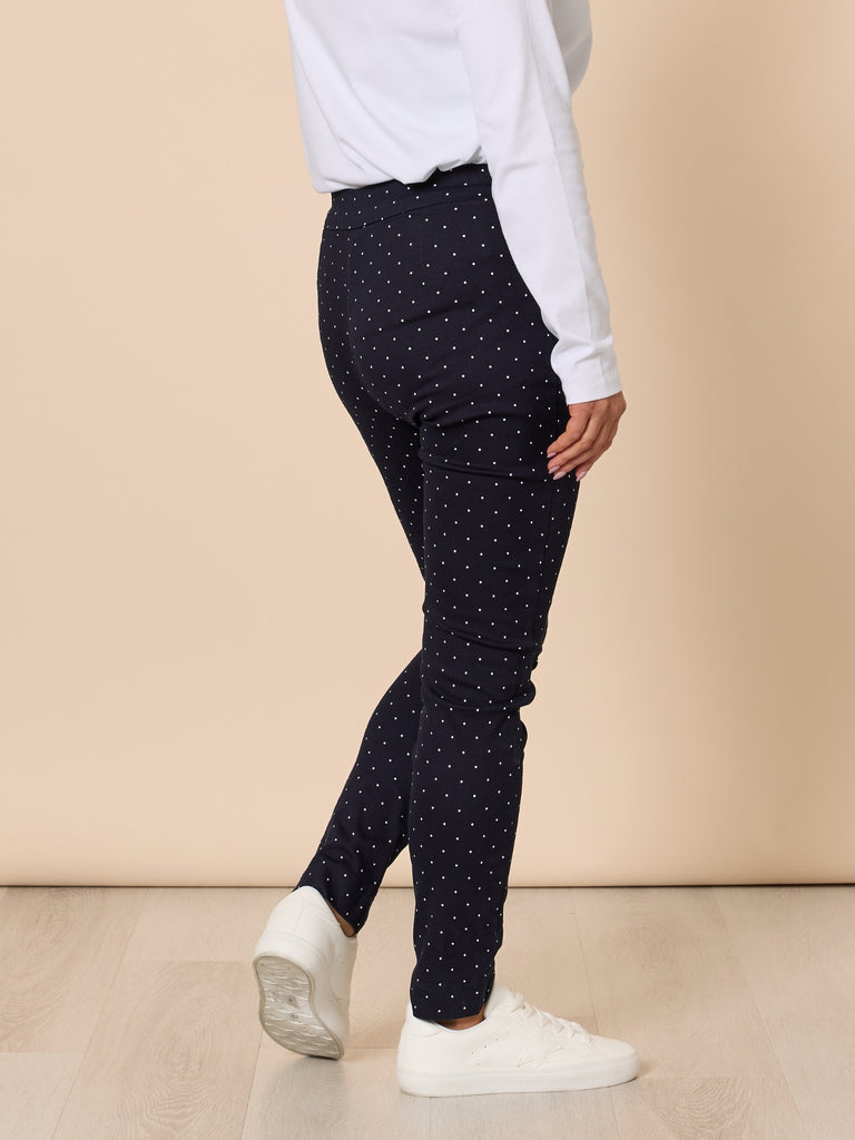 Spot Print Slim Leg Pant - Navy/White RC&CO