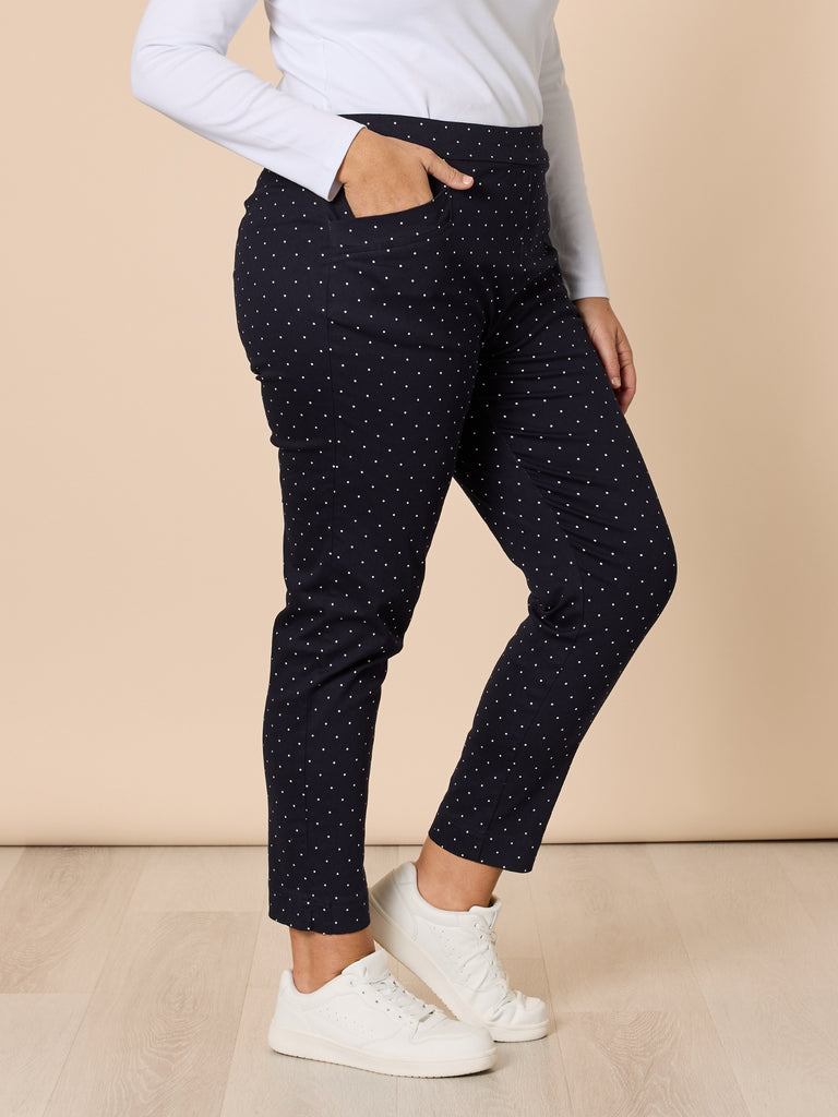 Spot Print Slim Leg Pant - Navy/White RC&CO