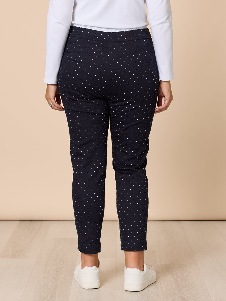 Spot Print Slim Leg Pant - Navy/White RC&CO