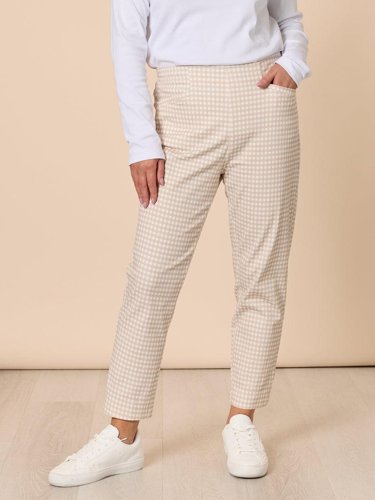 Alexis Gingham Print Pant - Natural rc&co