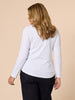 Crew Neck Cotton Rib Long Sleeve Top - White rc&co