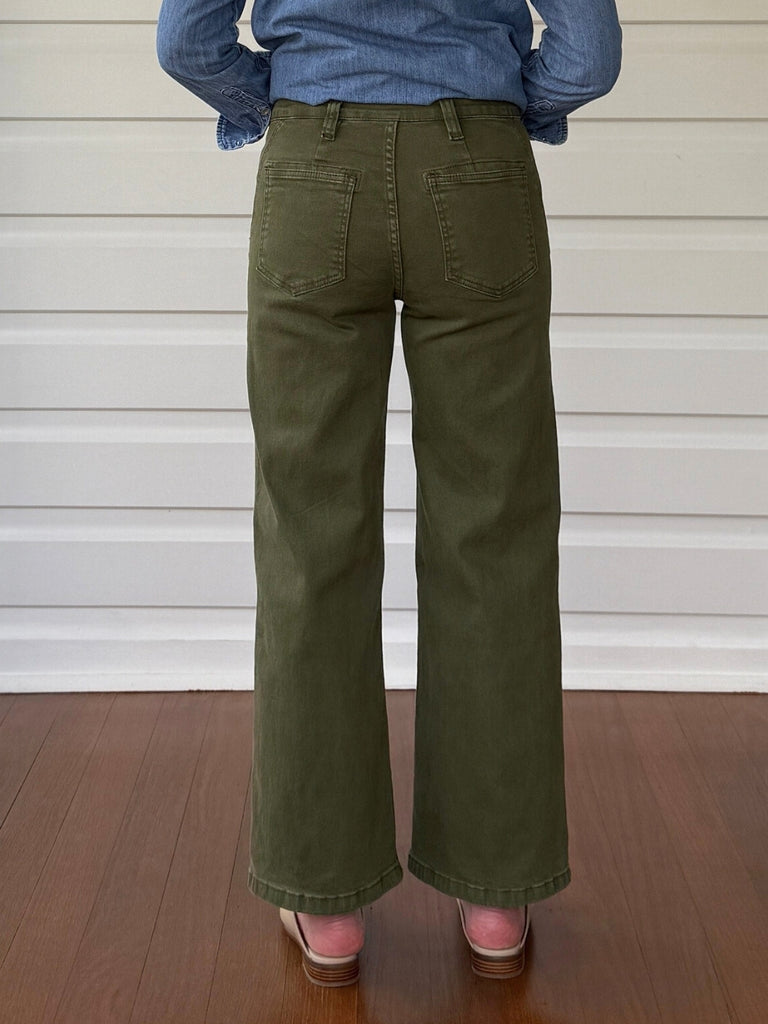 Hudson High Rise Wide Leg Jean - Khaki