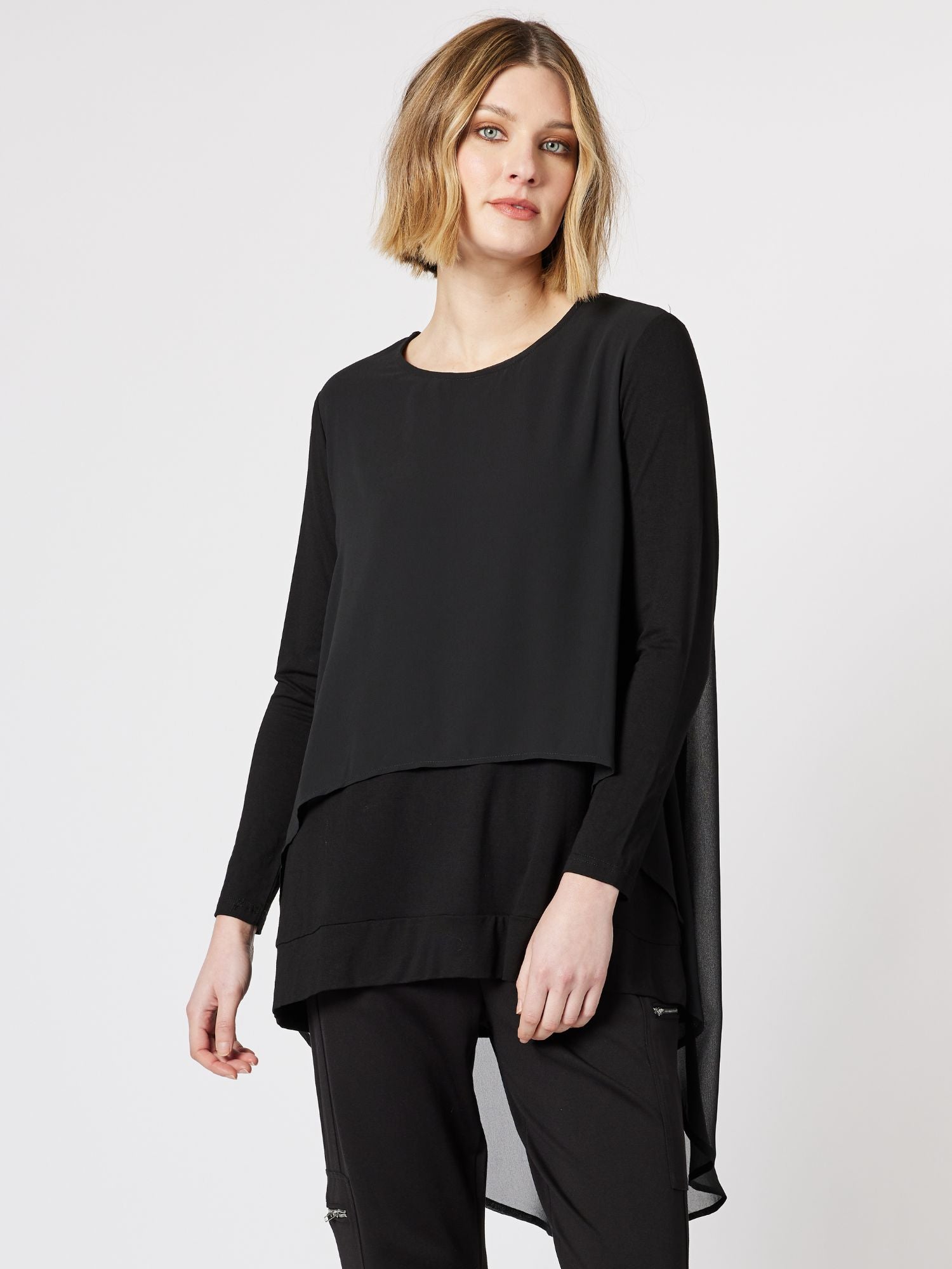 Layered High Lo Tunic - Black