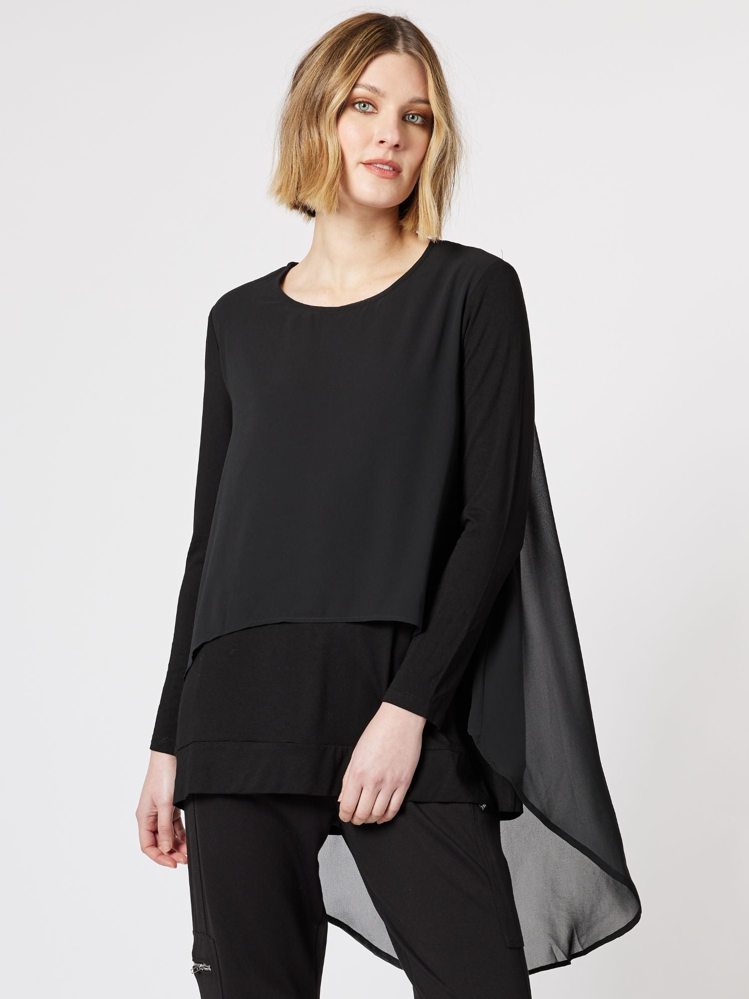 Layered High Lo Tunic - Black