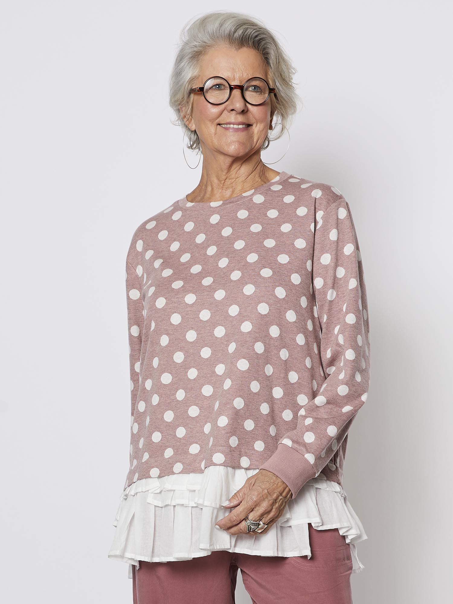 Spot Ruffle Hem Sweatshirt - Musk