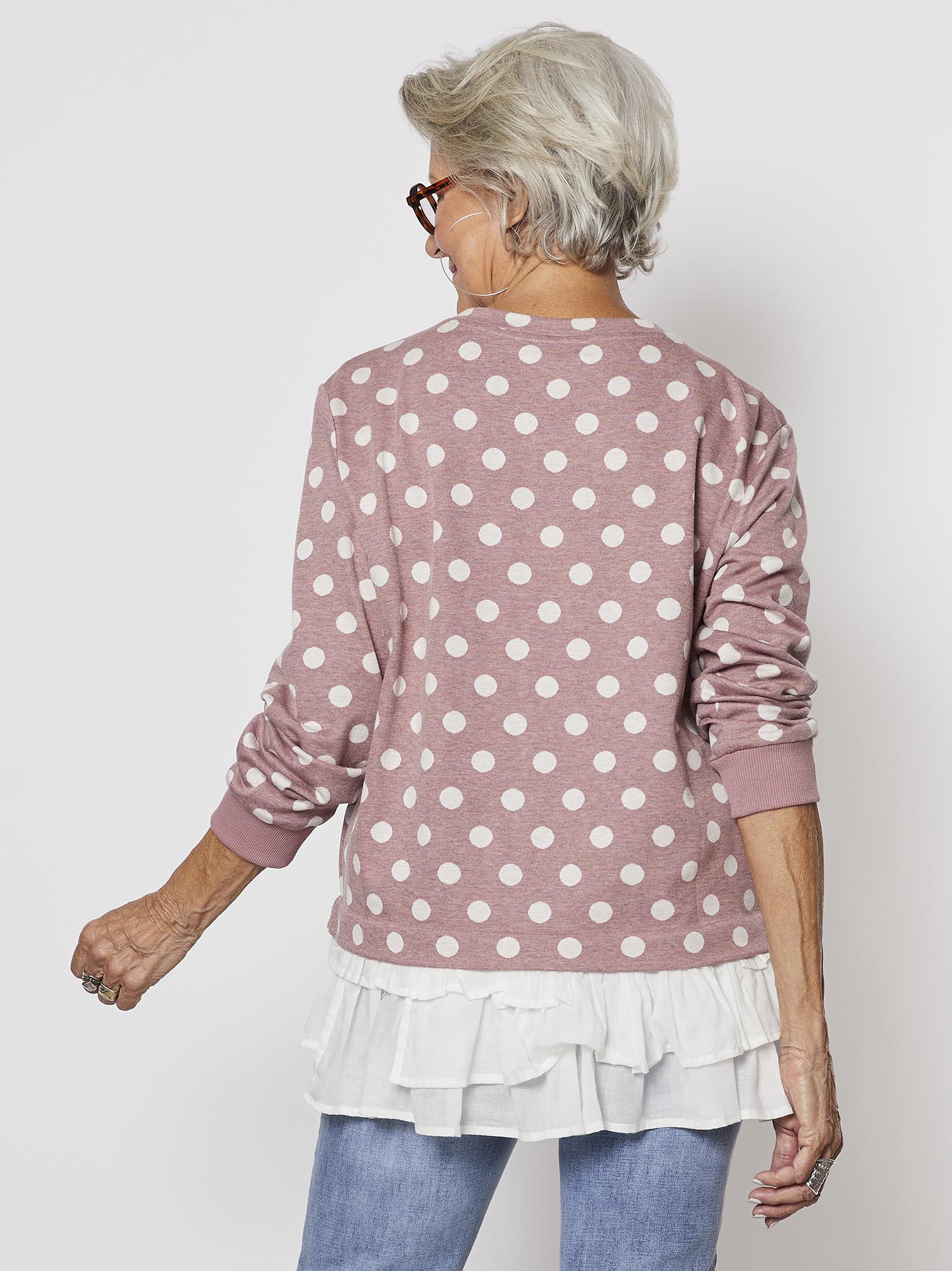 Spot Ruffle Hem Sweatshirt - Musk