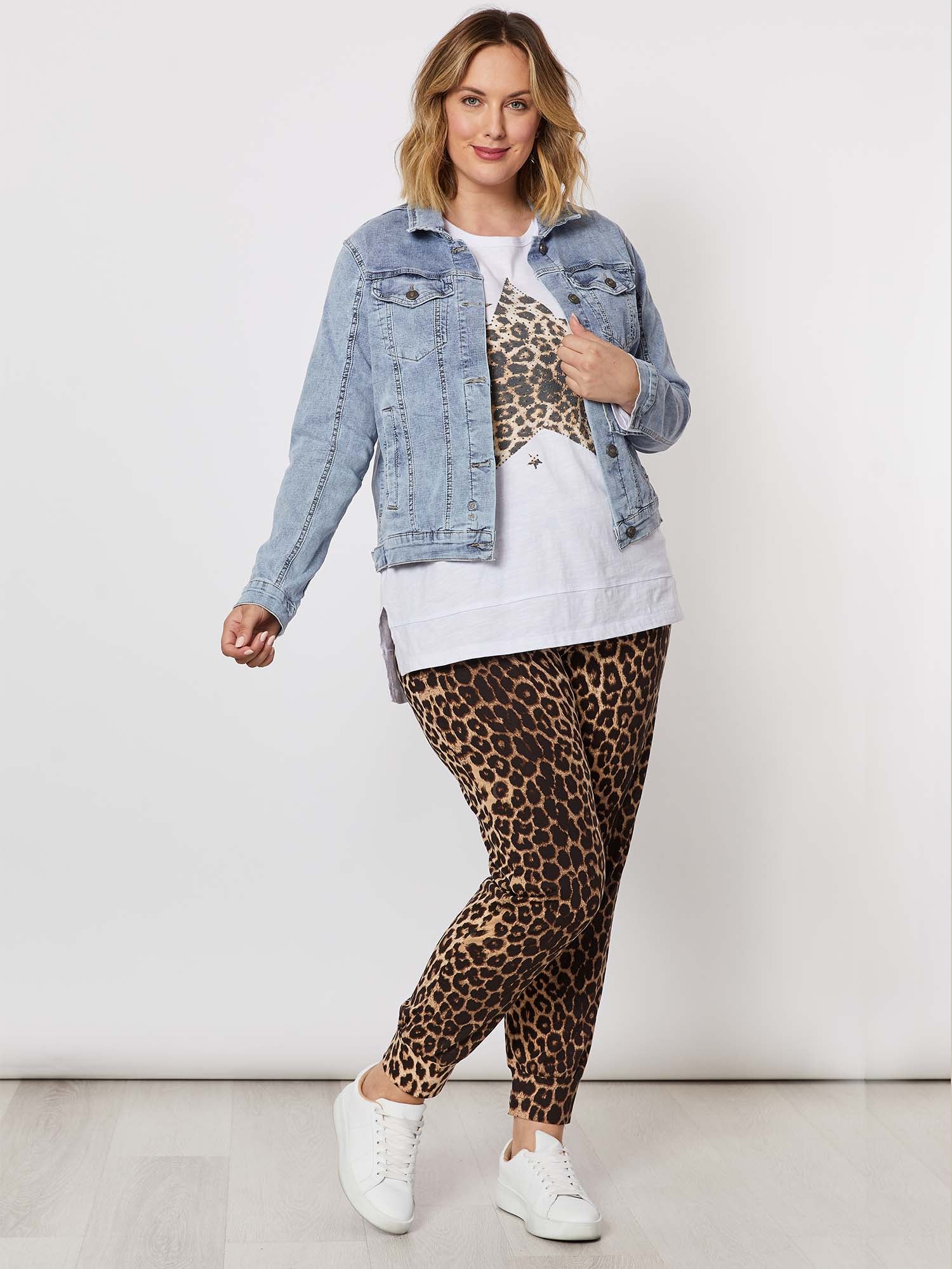 Animal Print Cuffed Pant - Toffee