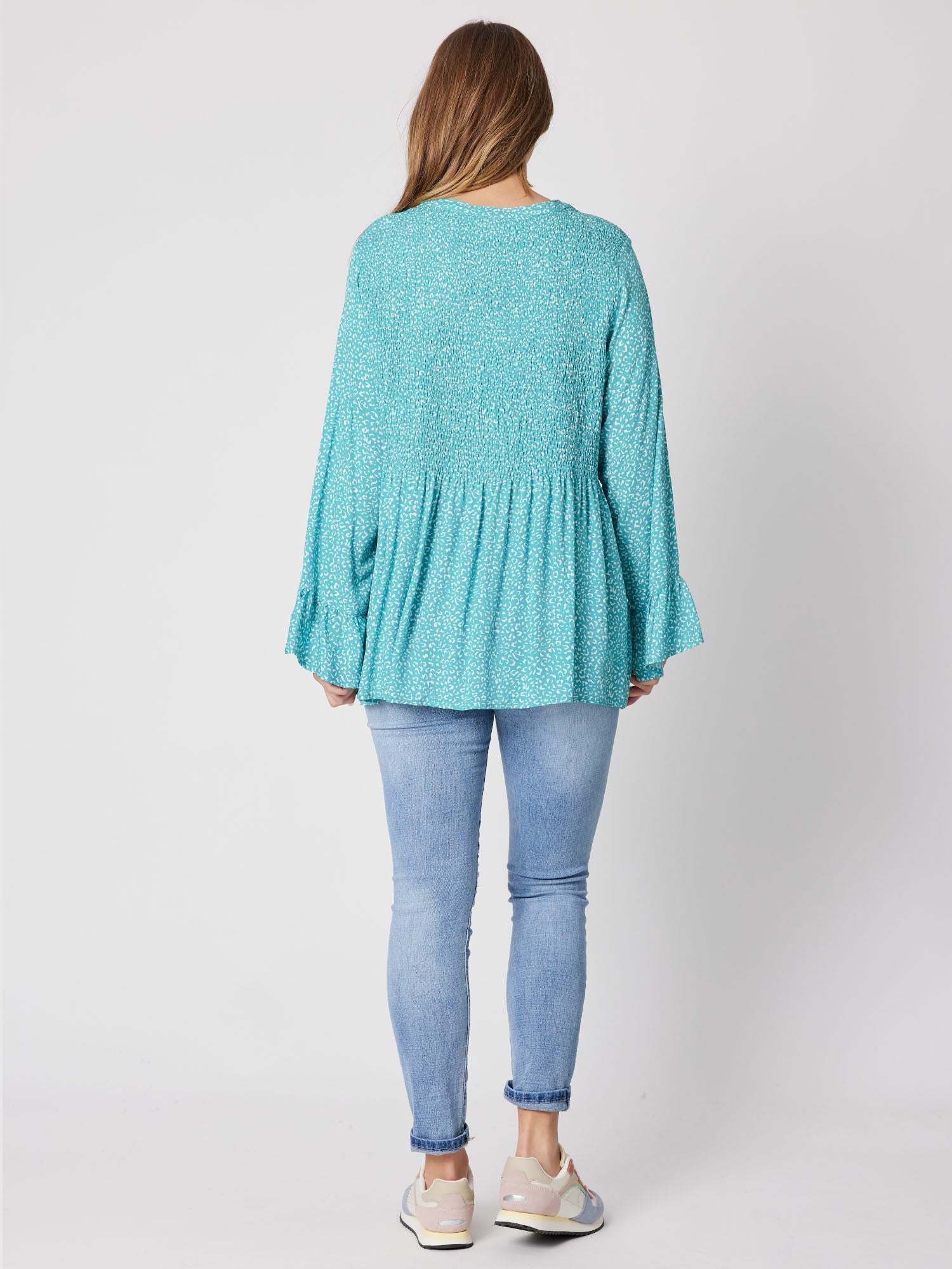 Shirred Front Top - Lagoon