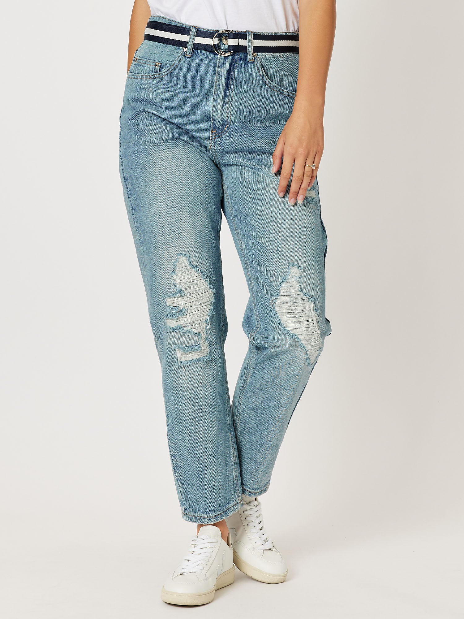 Ivy Ripped High Rise Relaxed Mom Jean - Denim – RC & Co