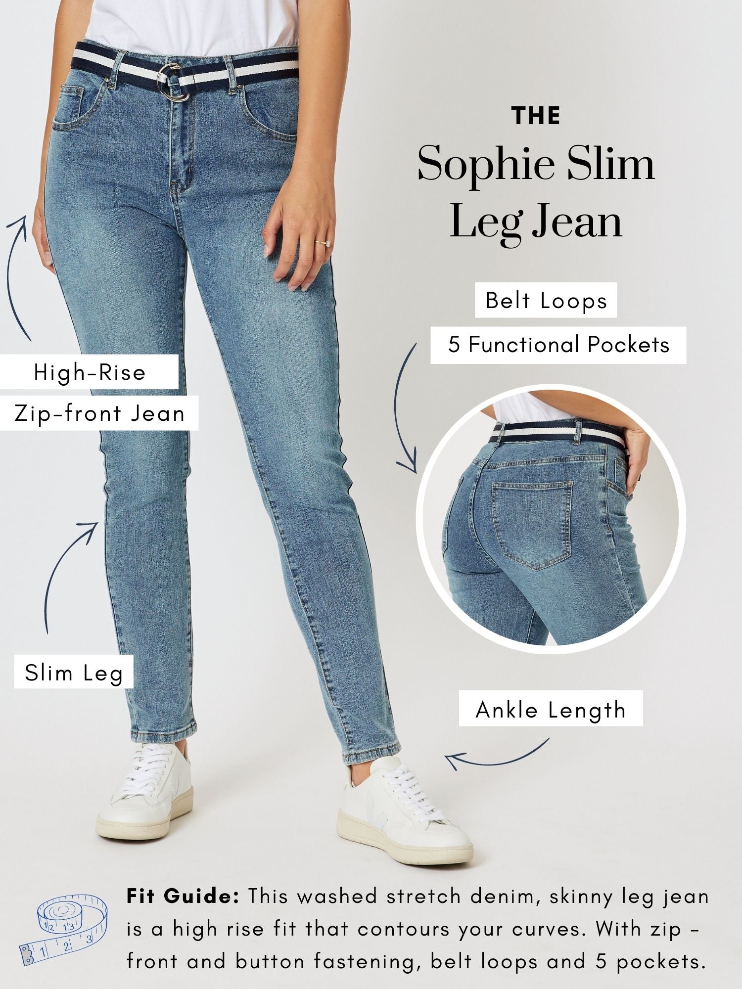 Sophie High Rise Slim Leg Jean - Denim