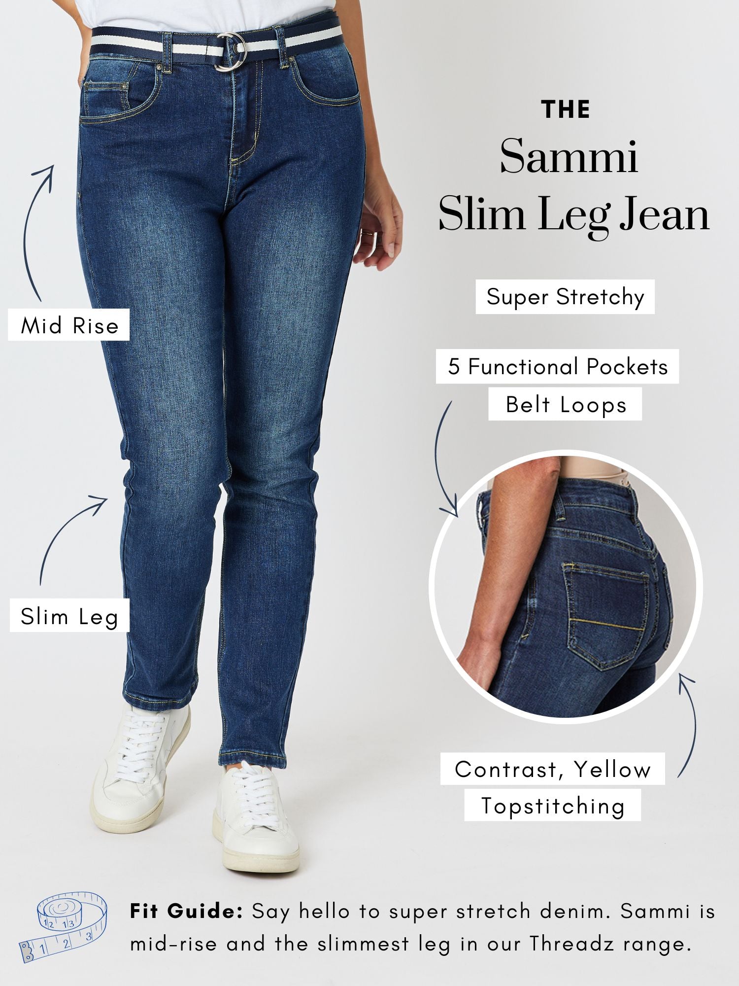 Sammi High Rise Slim Leg Stretch Jean - Dark Denim