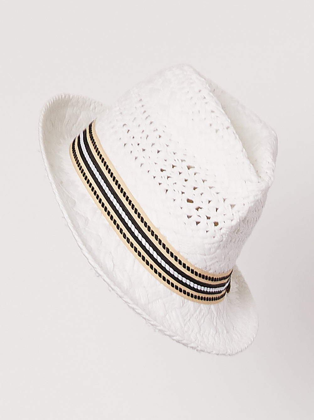 Trilby Mesh Straw Sun Hat - White
