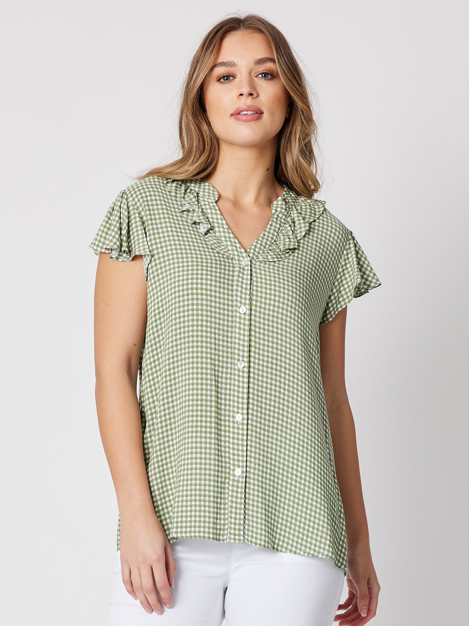 Gingham Check Shirt - Thyme