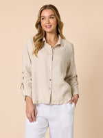 Ruffle Hem Linen Shirt - Natural