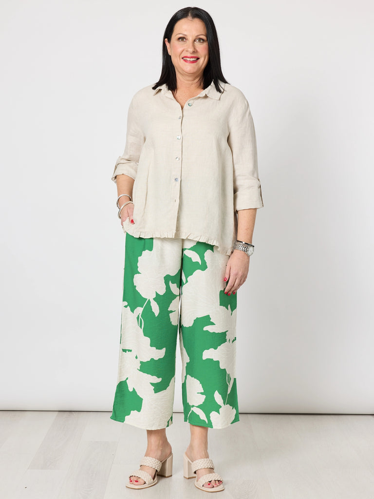 Linen Ruffle Hem Shirt - Natural RC&CO