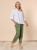 Sarah Linen Pleat Hem Pant - Khaki rc&co