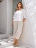 Ruffle Hem Linen Shirt - White