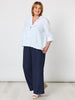 Ruffle Hem Linen Shirt - White
