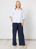 Lino Wide Leg Pant - Navy