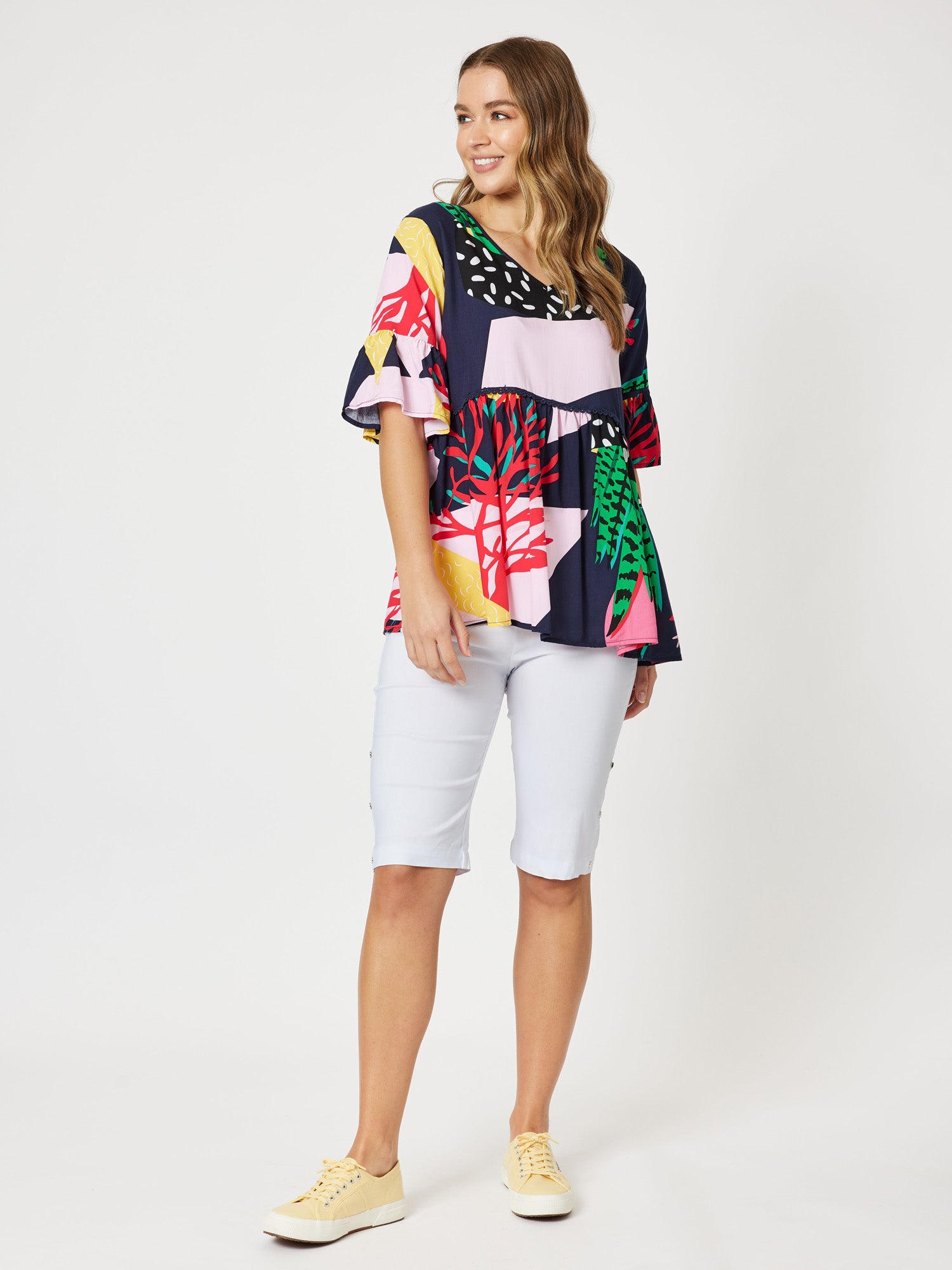Coral Reef Print Top - Navy