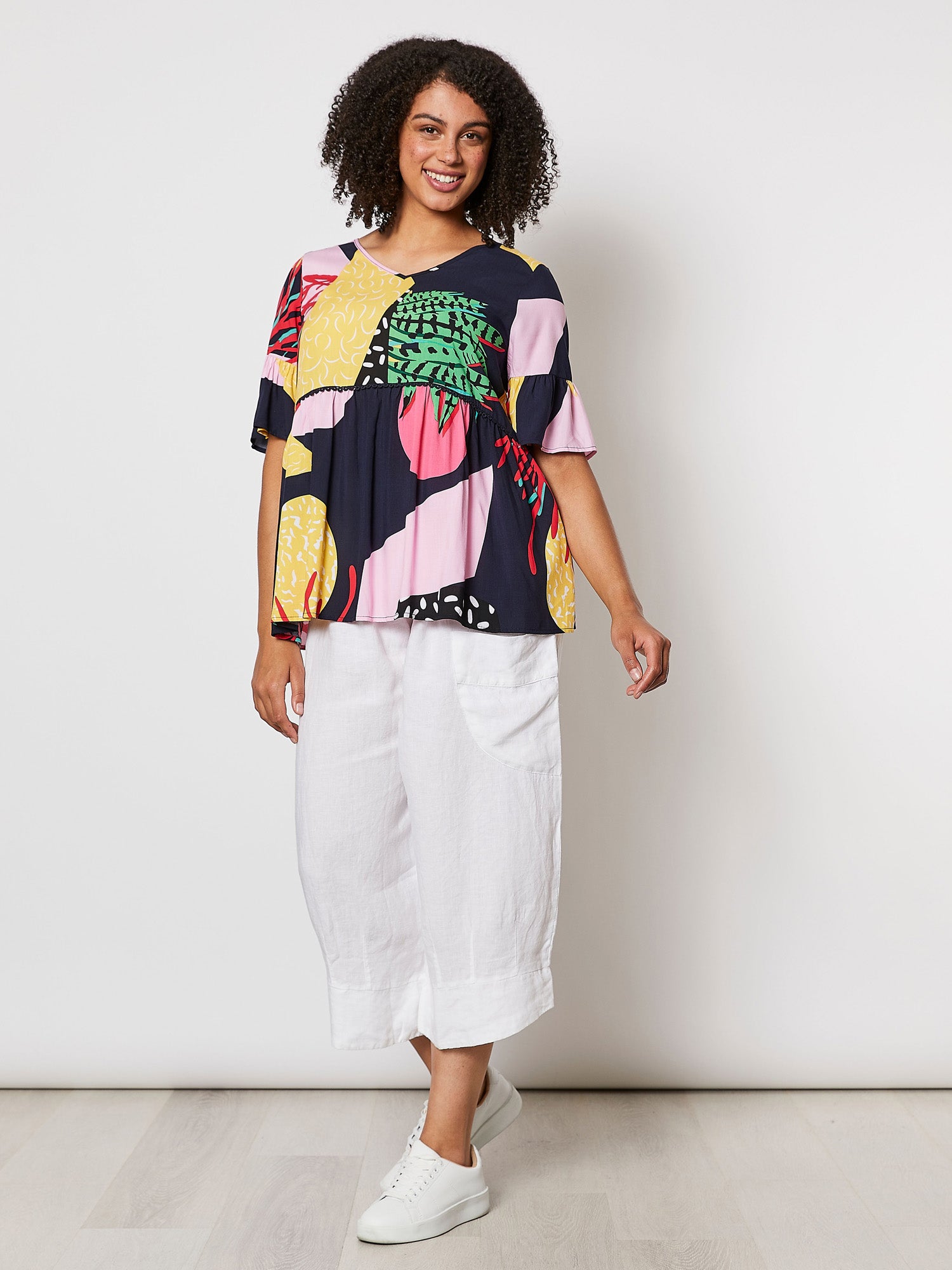 Coral Reef Print Top - Navy