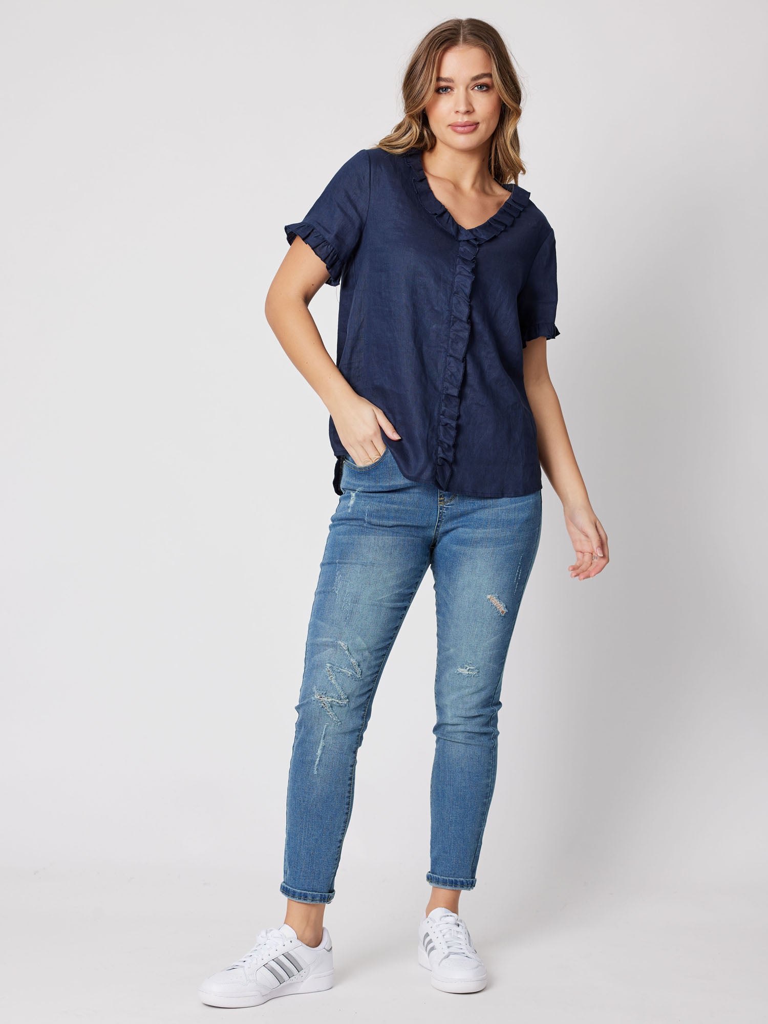 Short Sleeve Tiffany Shirt - Navy