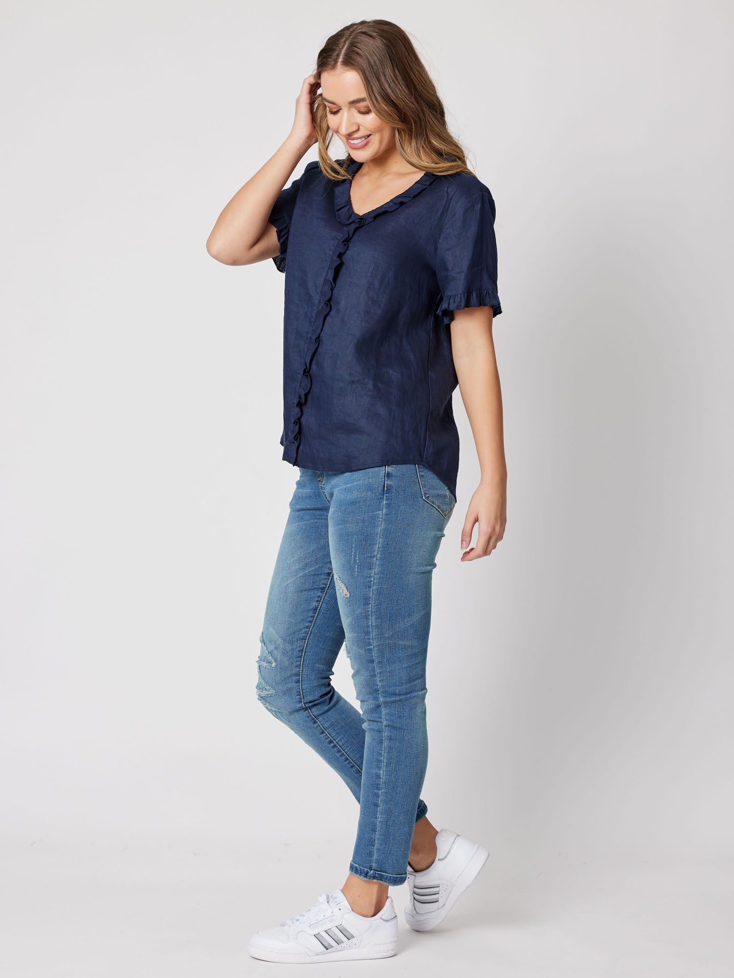 Short Sleeve Tiffany Shirt - Navy