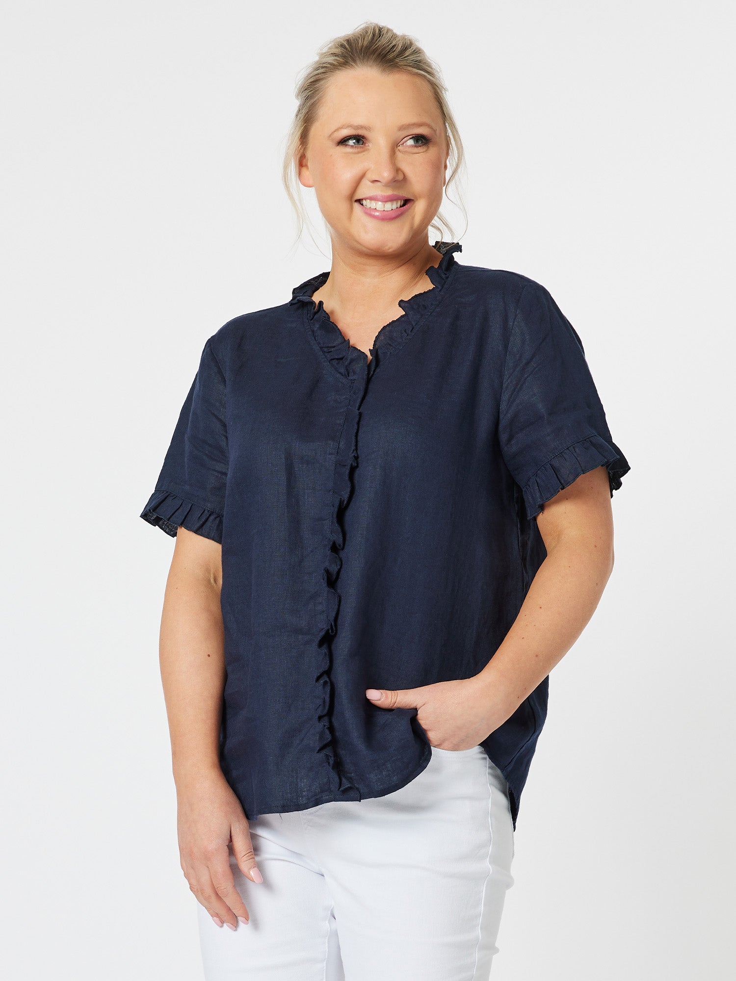 Short Sleeve Tiffany Shirt - Navy