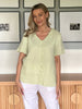 Tiffany Ruffle Linen Top - Celery RC&CO