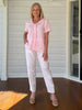 Tiffany Ruffle Linen Top - Pink rc&co