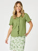 Tiffany Ruffle Linen Top - Basil rc&co