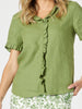 Tiffany Ruffle Linen Top - Basil rc&co