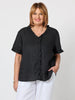Tiffany Ruffle Linen Top - Black