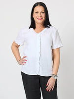 Tiffany Ruffle Linen Top - White