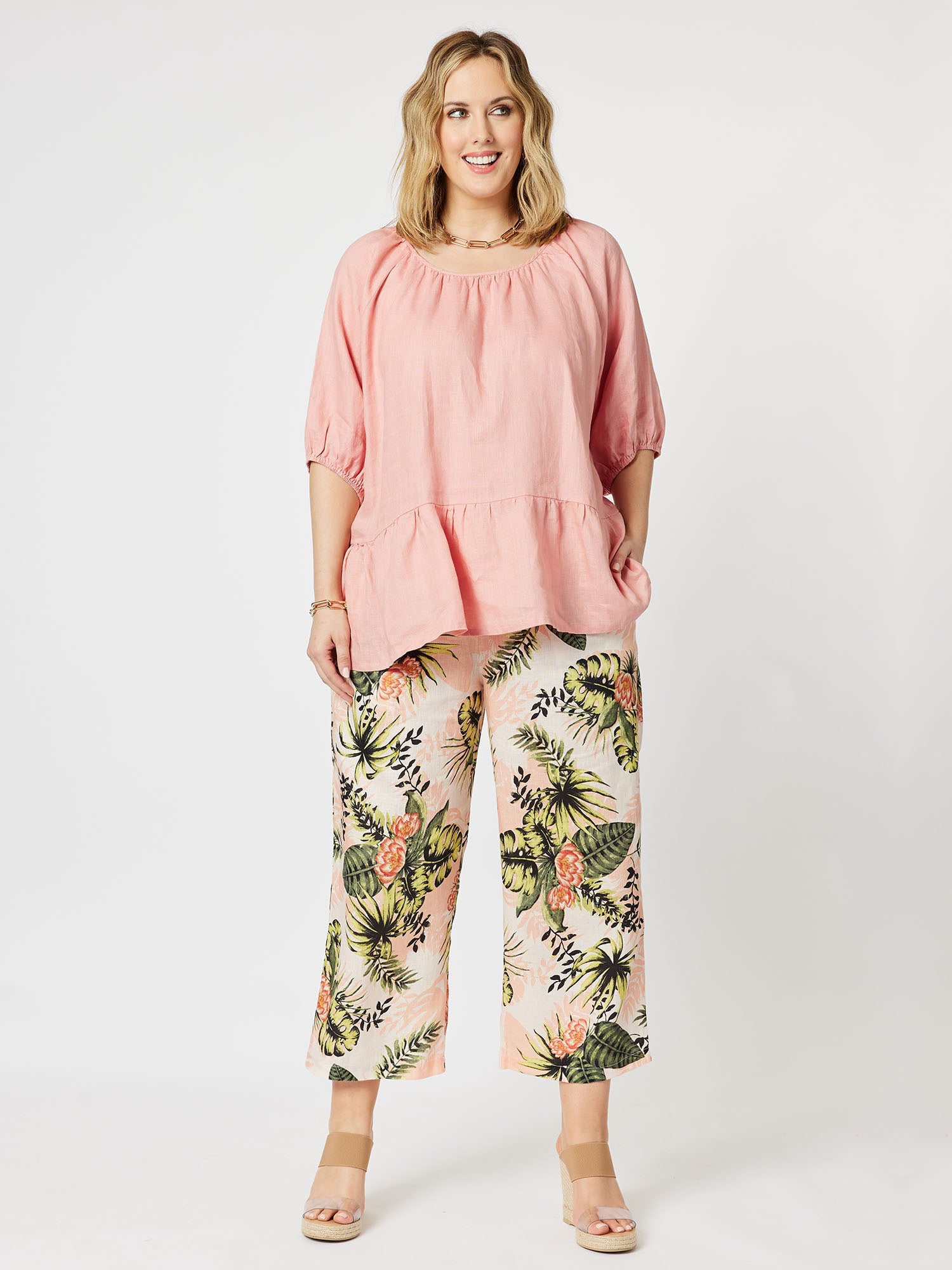Drop Waist Linen Top- Mango