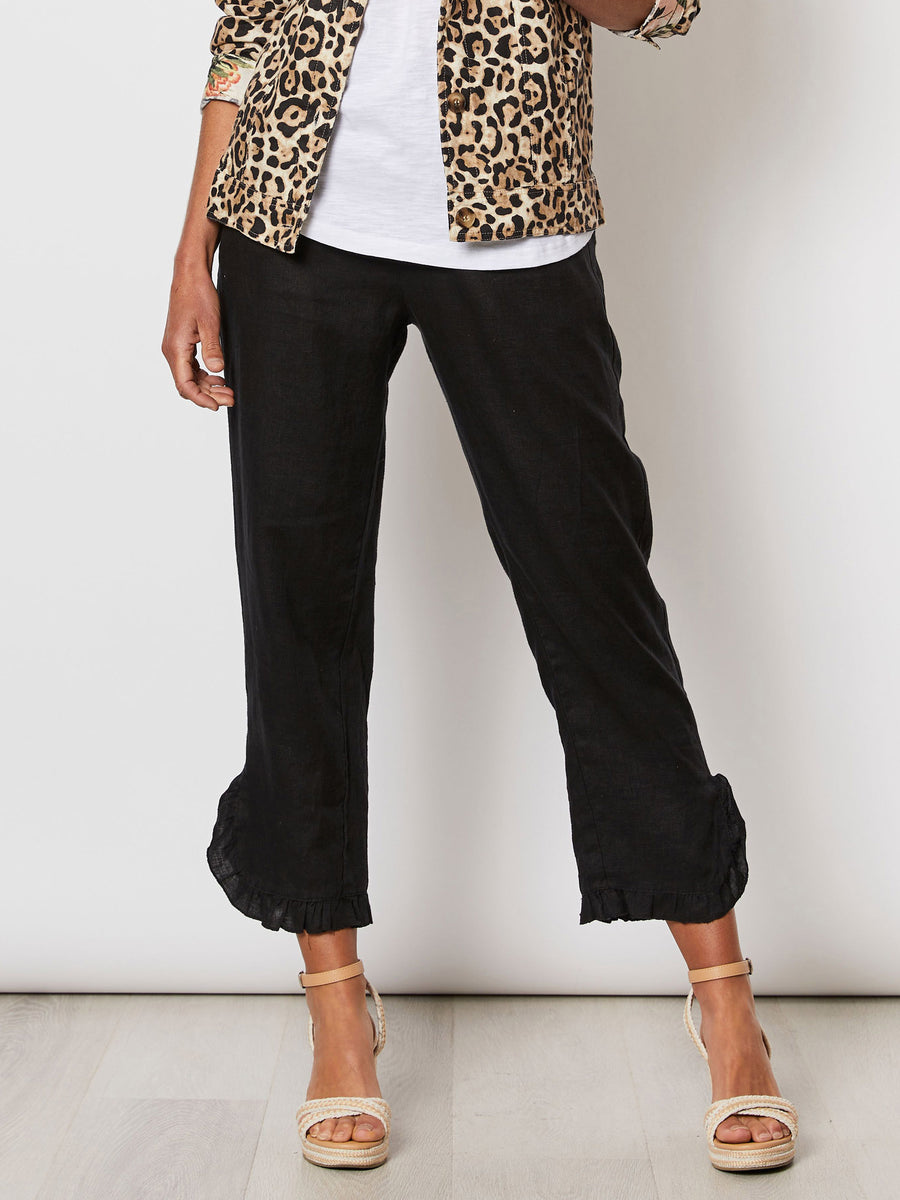 Linen Ruffle Pant - Black – RC & Co
