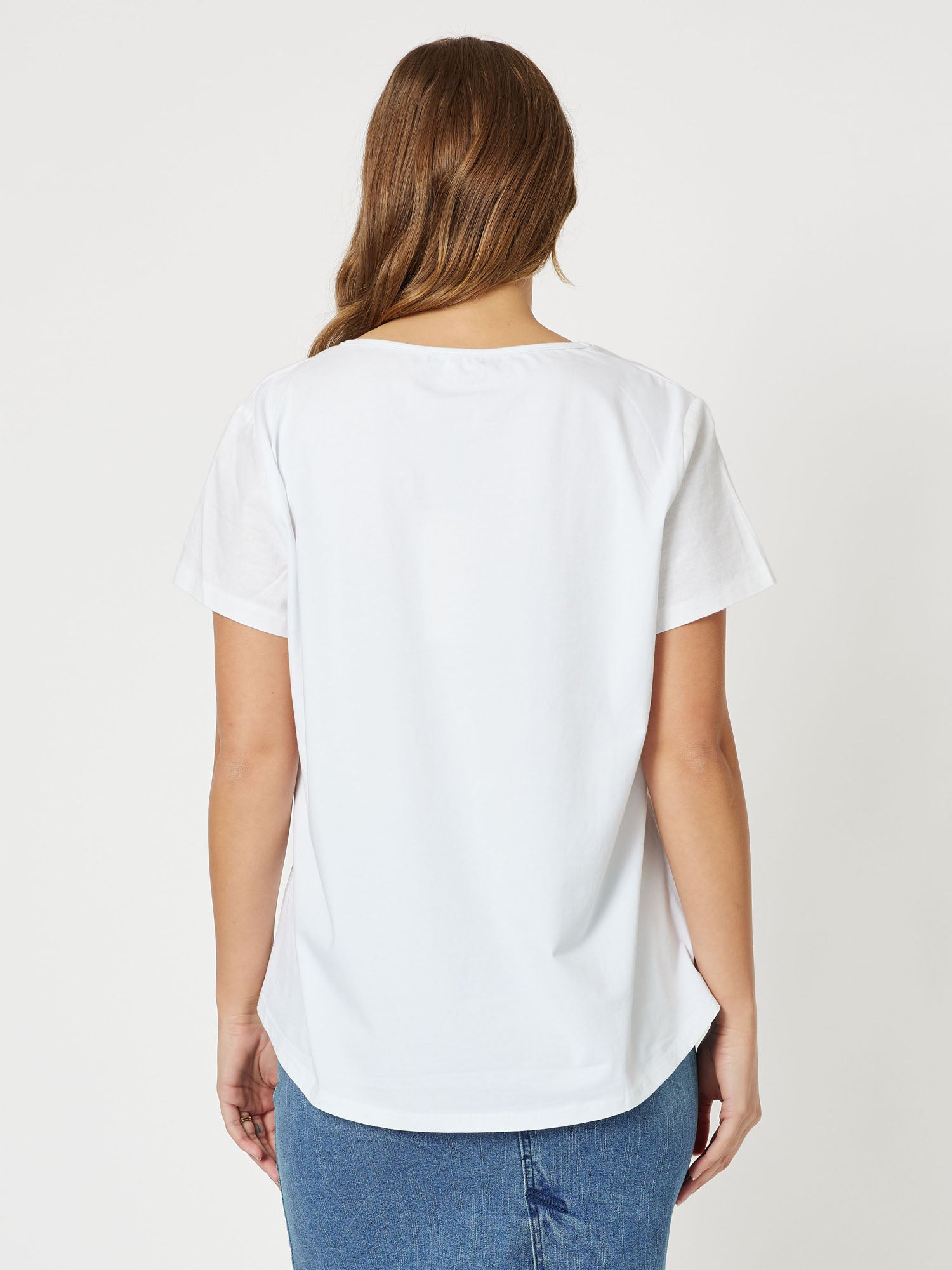 Broderie Lace Heart Front Tee - White
