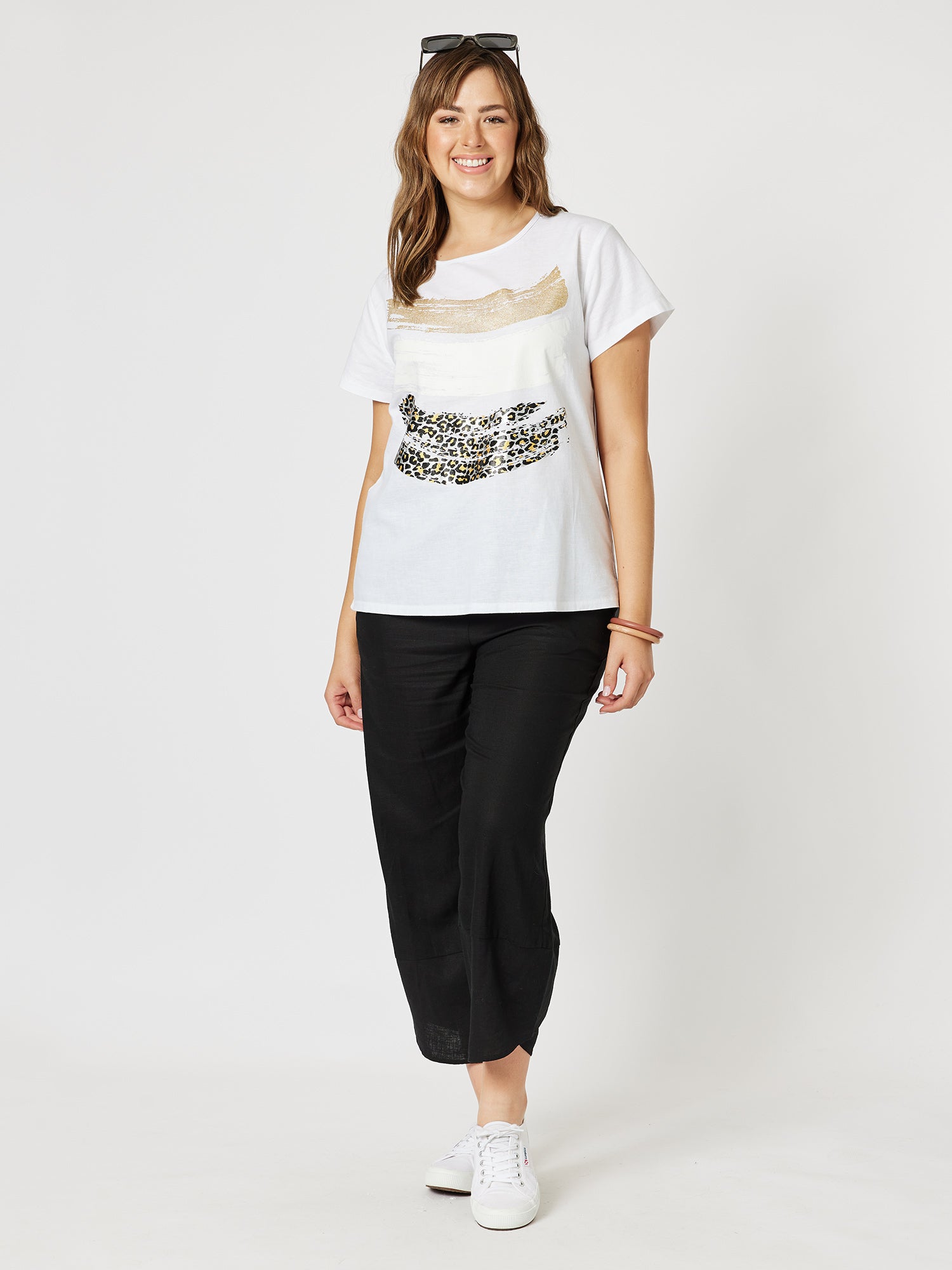 Swish Print Top - White