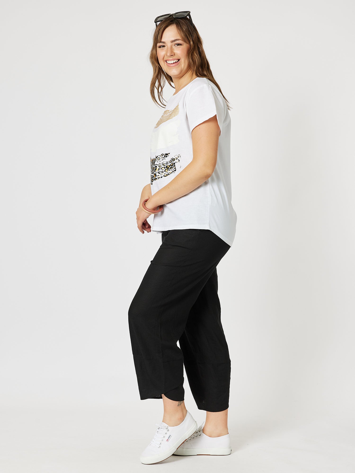 Swish Print Top - White