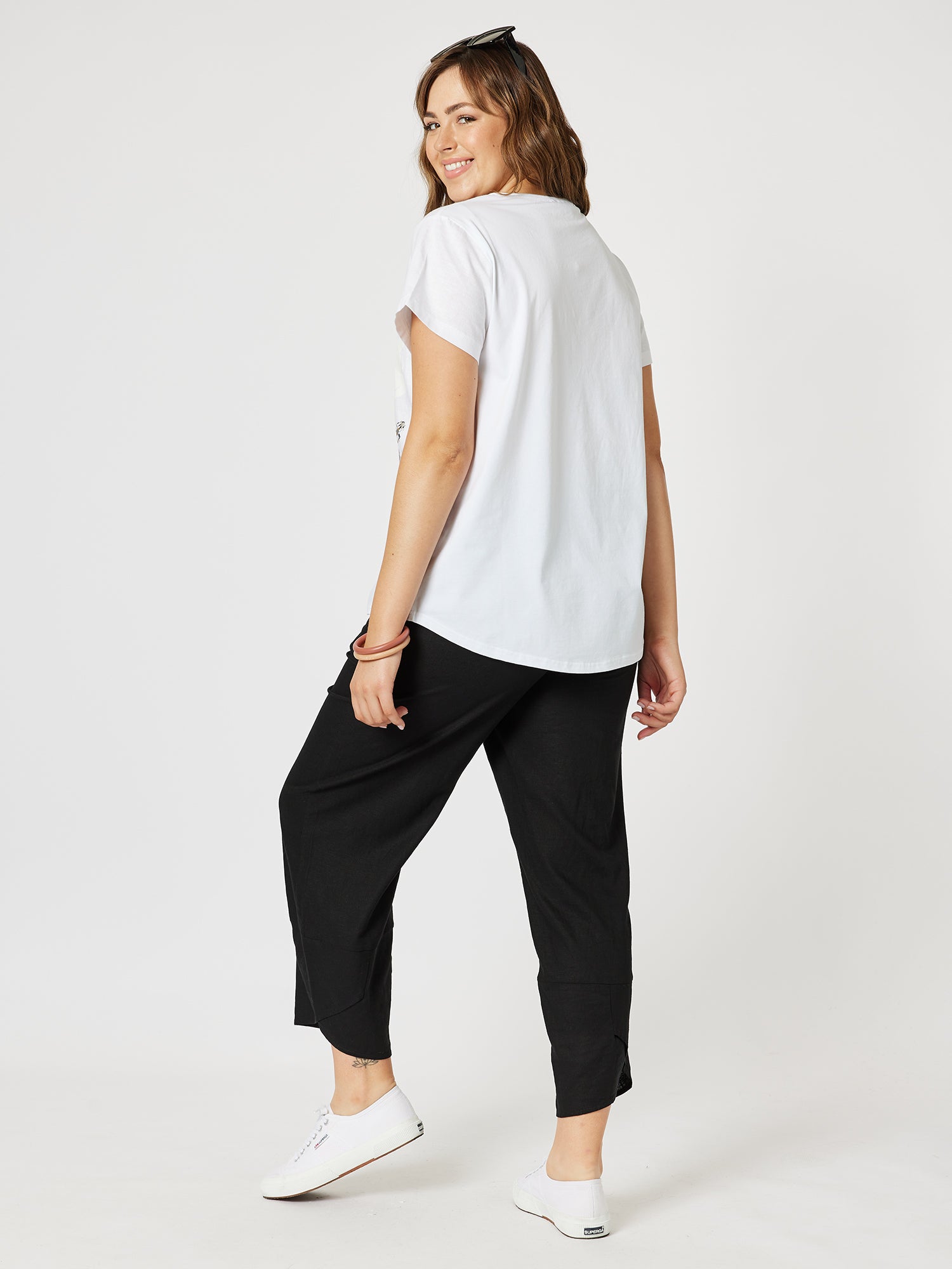Swish Print Top - White