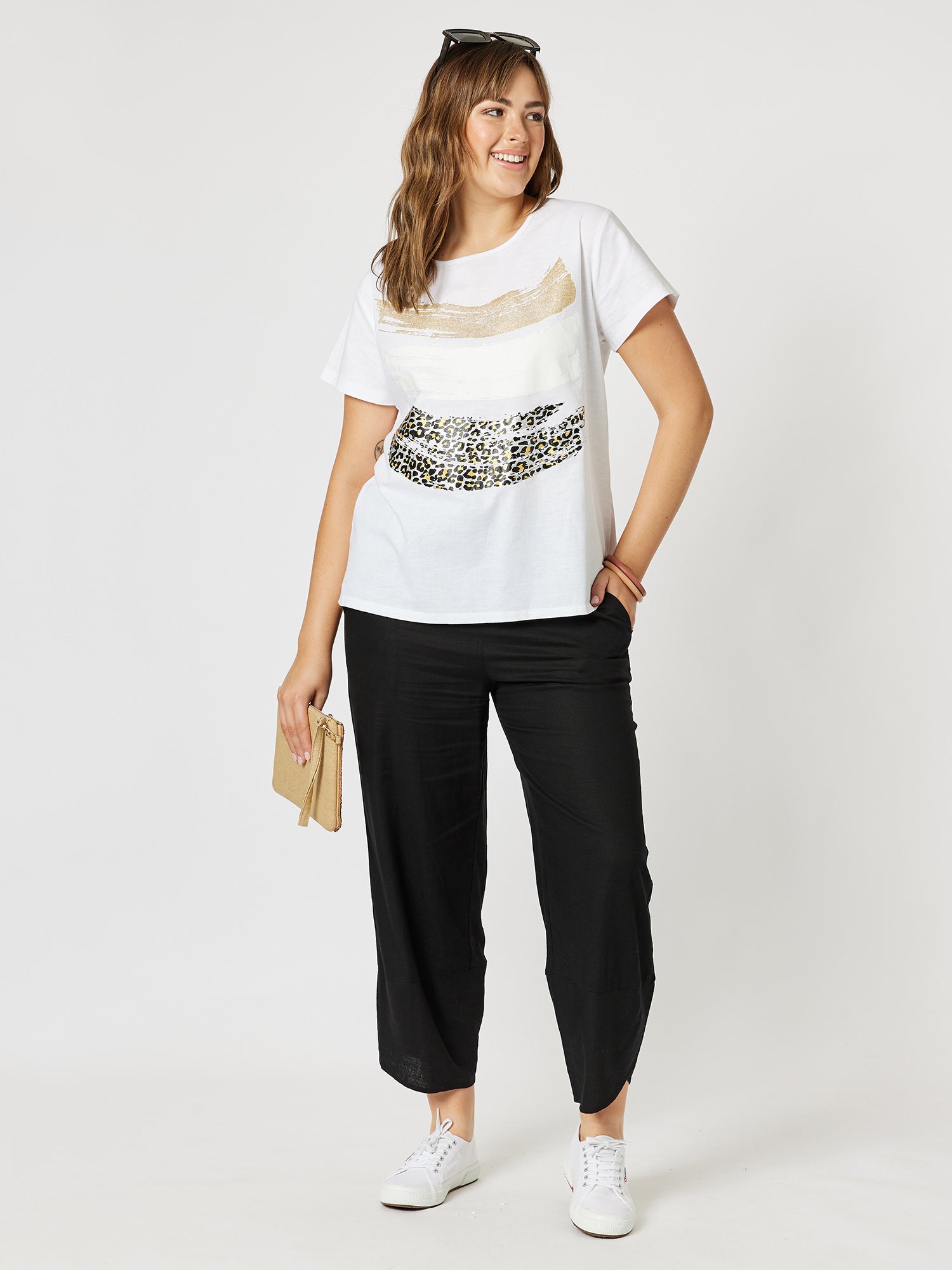 Swish Print Top - White